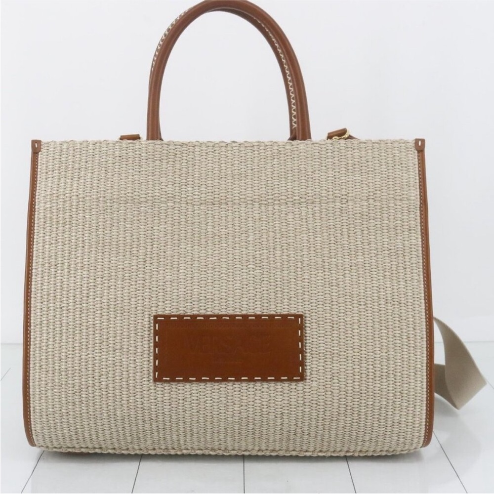 Versace Athena raffia tote bag